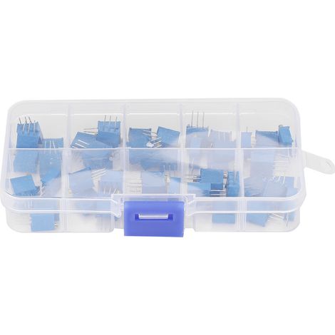 50Pcs 10 Values Blue Variable Resistor Trimmer Pot Assortment Electronic Component 3296W (1/5)