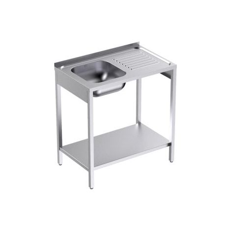 Plonge Inox avec Bâti et Etagère Profondeur 500 Egouttoir Droite - Distform (1/2)