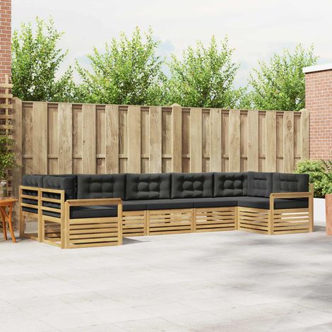 vidaXL Outdoor-Sofagarnitur 7 Stk. Weiß und Anthrazit (1/5)