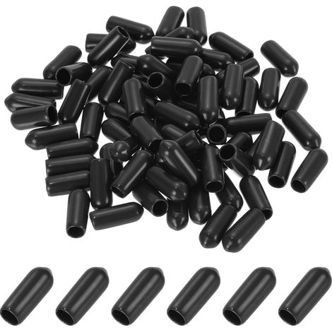 Embouts en Caoutchouc Vinyle de 5 mm, 100 Paquets Capuchons de Protection de Boulons Flexibles pour Tiges de Tubes Métalliques, Boulons, Noirs (1/5)