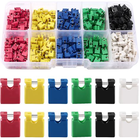 600 Stücke 6 Farben 2.54mm Computer Jumper Caps Shunts Kurzschlusskappe, 2.54mm Kurzschluss Jumper Kappen, Überbrückungskappen für PCB, 2-Terminal Open Top Jumper Cap, für Arduino PCB (1/5)
