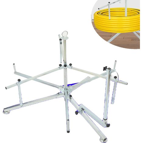 Dérouleur de tuyau de chauffage par le sol réglable, capacité de charge de 100 kg, construction en métal durable, design stable à trois pieds (1/5)