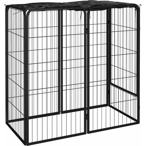 Parc pour chien-Abri pour chien-Chenil 6 panneaux Noir 50x100cm Acier enduit de poudre 478918 (1/5)