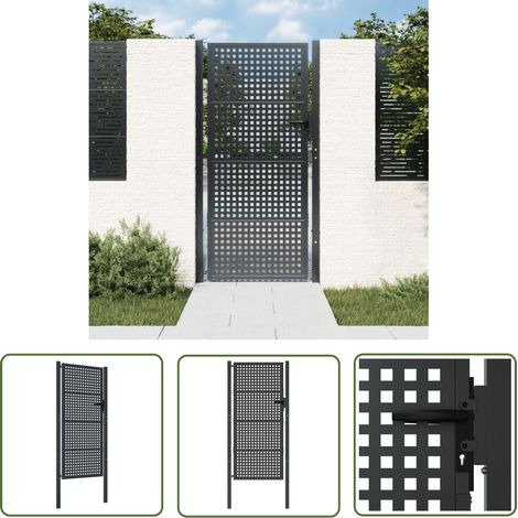 The Living Store Gartentor Anthrazit 105x250 cm Stahl - Gartentor - Metalltor - Stahltür - Zaun - Einfahrtstor (1/5)