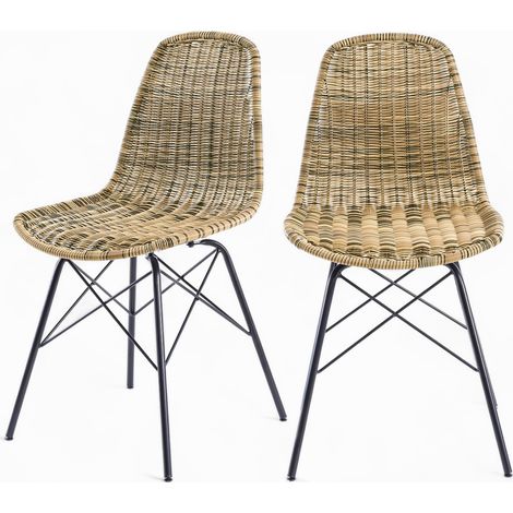 Set de 2 sillas de resina tejida marrón - Tiptur (1/4)