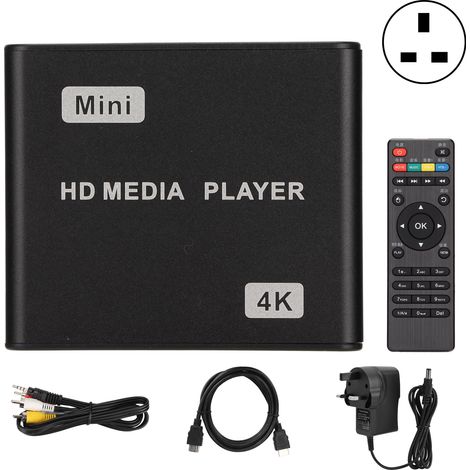 Lecteur multimédia 4K HD Mini, boîtier de streaming avec télécommande et voyant LED, prise UK 100-240V (1/5)