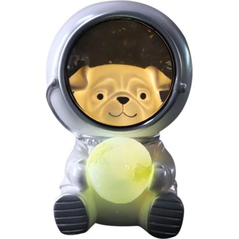 Veilleuse LED astronaute avec projection de terre et ciel étoilé, lampe de nuit en résine pour chambre d’enfant et décoration féérique