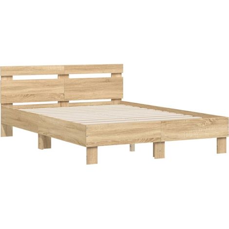 Cama con cabecero madera de ingeniería roble Sonoma 120x200 cm vidaXL