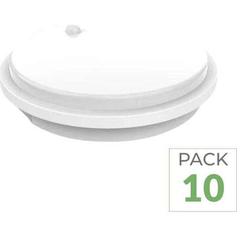 Pack de 10 - Hublot LED Extérieur Rond 10W IP54 Blanc avec détecteur de mouvement - Blanc Neutre - SILUMEN (1/5)