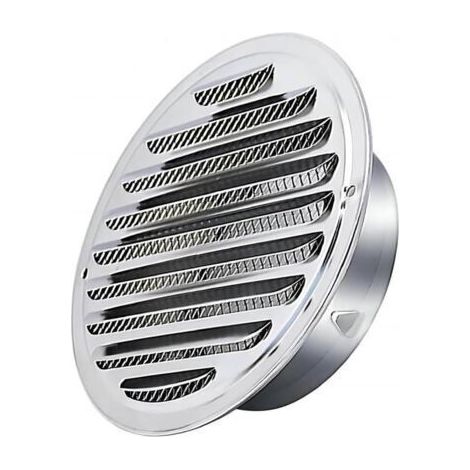 Grille de ventilation ronde en acier inoxydable de 150 mm avec moustiquaire intégrée.