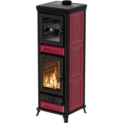 Poêle à bois avec four - THERMOROSSI Anna Evo5 Maiolica 12.5 kW Bordeaux