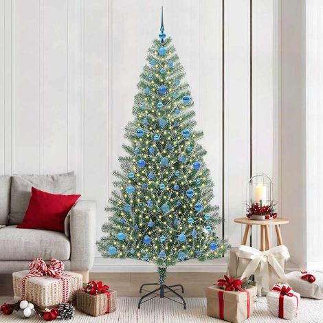 Künstlicher Weihnachtsbaum beschneit mit LED Licht 210 cm