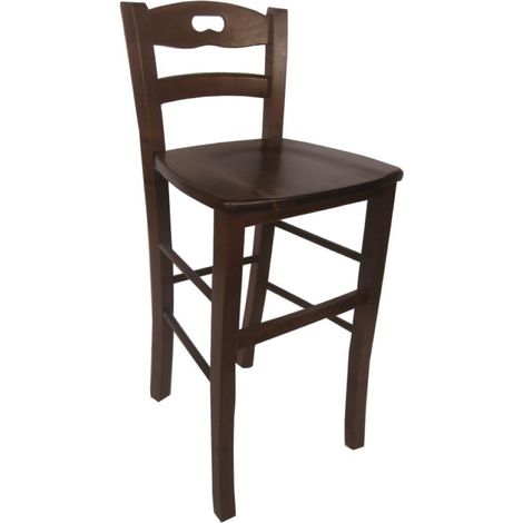 Sgabello con schienale e seduta massello h67 SNACK NOCE