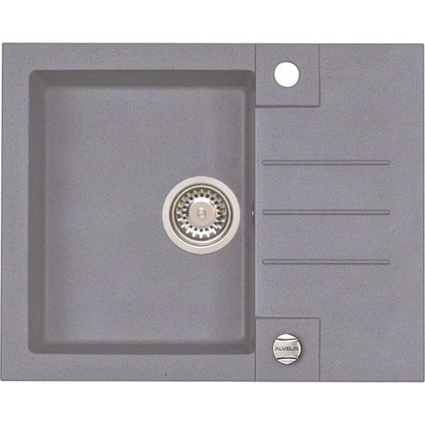 Alveus Rock - Fregadero de granito 60x48 cm, con control de desagüe, steel 1107847
