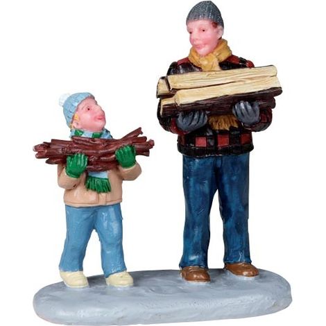 Lemax – Figurine de bois de chauffage pour cheminée – Résine réaliste – Dimensions 6,1 x 3,3 x 7,2 cm – Décoration intérieure chaleureuse