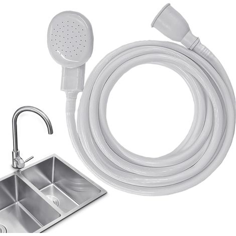 Tuyau d'évier de 4 m (13,12 pi), tuyau de douchette pour robinet, support de tuyau d'évier pour douchette portable, tuyau de douchette pour shampoing pour le bain de bébé (1/5)