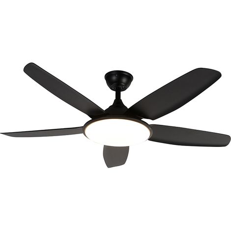 QAZQA + Ventilatori da soffitto vifte - Moderno - Plastico,Acciaio - Nero - Tondo (non sostituibile) LED Max. 1 x 72 Watt