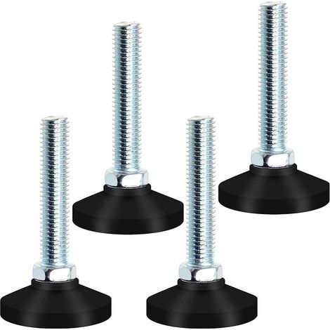 4 pièces Pied de réglage, Vis de réglage M10 x 50 mm, Base en nylon 38 mm, pour meubles, établis et bureaux (1/5)