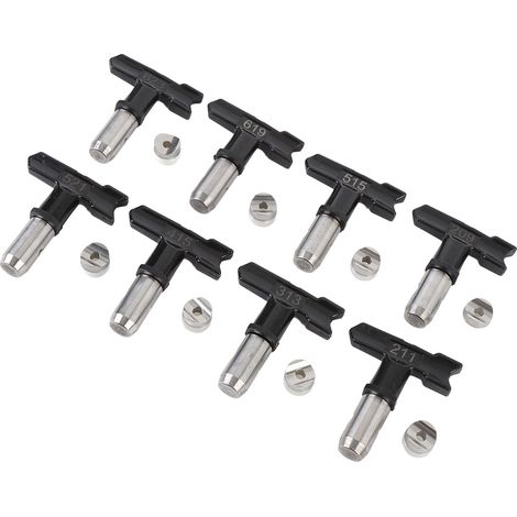 8 pièces buses de pulvérisateur airless 209 211 313 415 515 521 619 623 buse de peinture sans air noire (1/5)