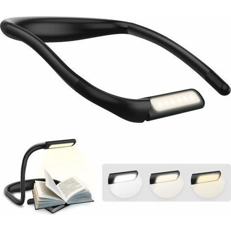 Lampe de lecture à porter autour du cou, avec bras pliables et batterie rechargeable de 1800mAh. Cette lampe de bureau à LED offre 3 couleurs de lumière et des niveaux de luminosité réglables en conti (1/4)