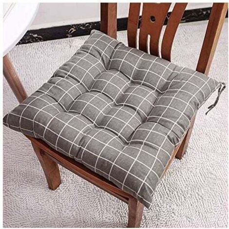 Lot de 6 galettes de chaise 40x40 cm – Polyester 50% et coton 50% – Réversibles avec liens de fixation – Lavables à 30°C (1/3)