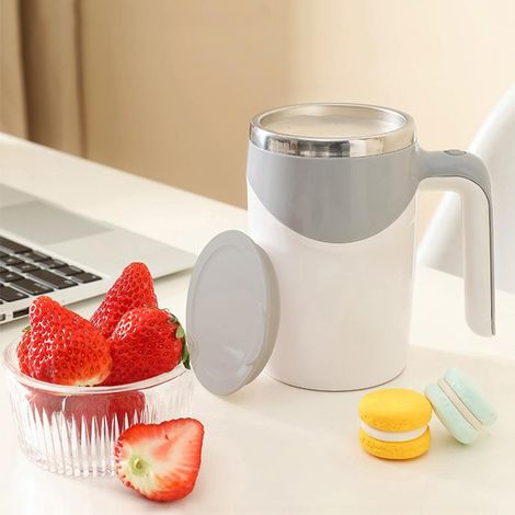 Tasse à mélanger 380ml 7000RPM avec réservoir en acier inoxydable et coque en PP, alimentée par batterie, idéale pour café et boissons, couleur grise (1/5)
