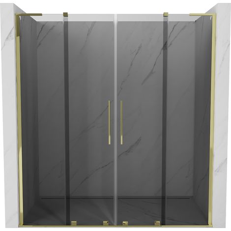 Mexen Velar L Duo porte doccia scorrevoli 170 cm, grafite, oro - 871-170-003-42-50 (1/5)
