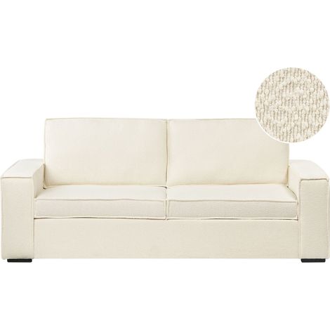 Schlafsofa 3-Sitzer VUOKATTI Bouclé Cremeweiß
