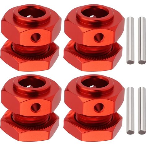 1 kit d'écrous hexagonaux de moyeu étendu de 17 mm en aluminium de 6 mm compatible avec 4S BLX, compatible avec les pièces de mise à niveau 4S BLX (rouge) (1/5)