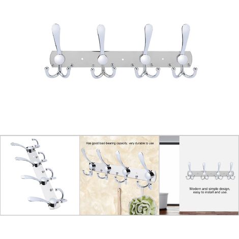 Multifunktionaler Wandhaken: Wandmontierte Garderobe mit 4 Haken aus Edelstahl und einer Legierung für Badezimmer, Küche und Schlafzimmer (1/5)