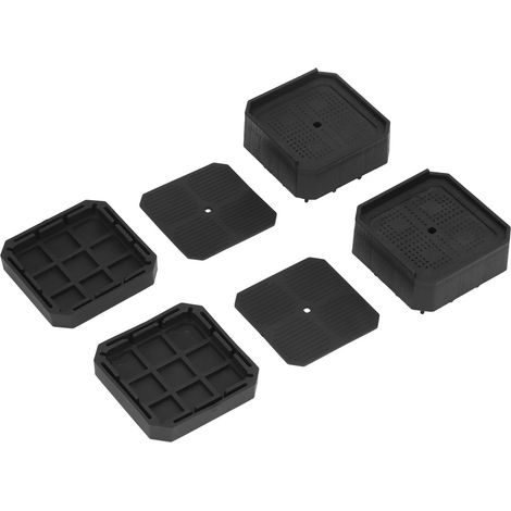 Lot de 8 rehausseurs de lit semi-couverts en forme de L, antidérapants et empilables, pour meubles, tables, chaises et autres surfaces nécessitant une surface plane et de qualité. (1/5)