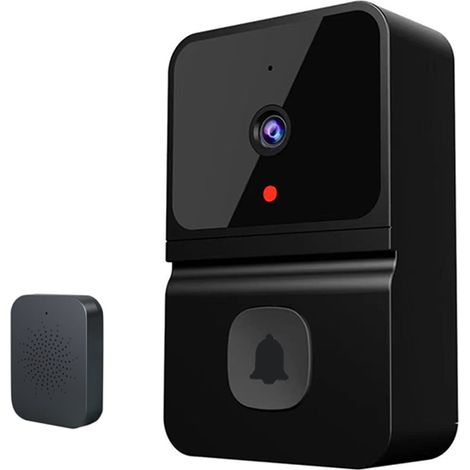 Sonnette Vidéo Sans Fil Wifi - Caméra de Sécurité avec Interphone Bidirectionnel - Pour Porte d'Entrée - 2,4 GHz - Batterie 800 mAh - Blanc ou Noir - 1 Pièce (1/5)