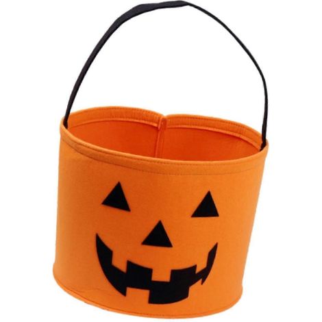 Sac à bonbons d'Halloween, accessoires pour la chasse aux bonbons, panier en feutre léger, pochette de rangement pour le jardin et le cosplay-Orange