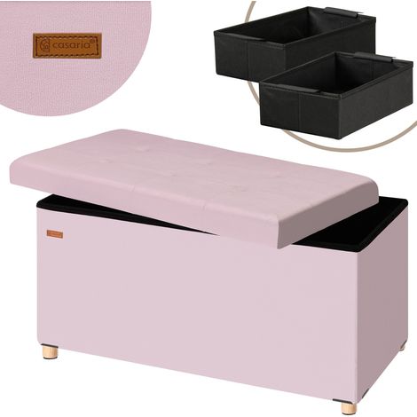 Panca pieghevole in velluto rosa 76x38x42cm con spazio di (1/5)