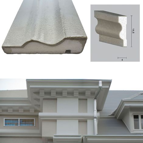 €9,99ml  STOCK . Pacco da 16ml di cornice decorativa in XPS Resinata per esterno 14,5X4X200cm  PD151A