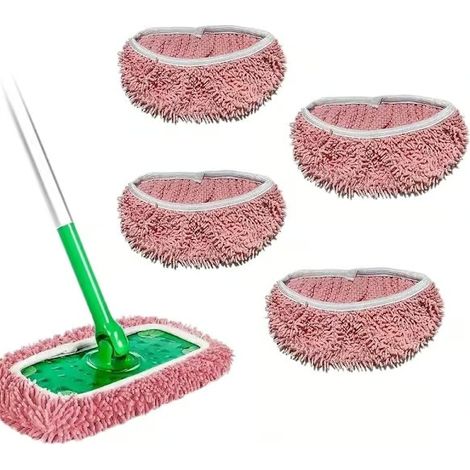 Lot de 4 lingettes de rechange pour balai Swiffer, réutilisables pour le nettoyage à sec et humide (1/5)
