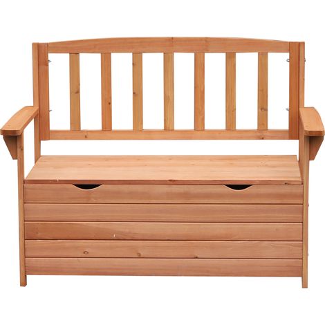 Banc de jardin bois sapin coffre rangement 112L x 58L x 84H cm