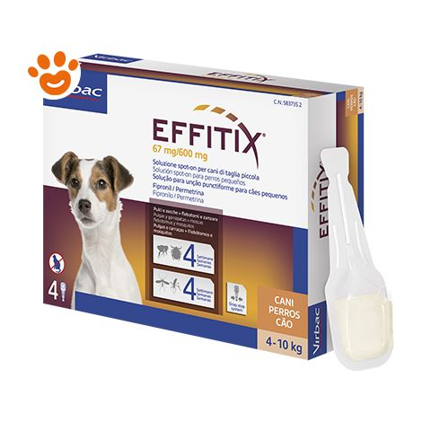Virbac Dog EFFITIX Spot-On Cani di Taglia Piccola (4-10kg)  - Virbac Dog EFFITIX Spot-On Cani di Taglia Piccola (4-10kg) - Confezione Da 4 Pipette
