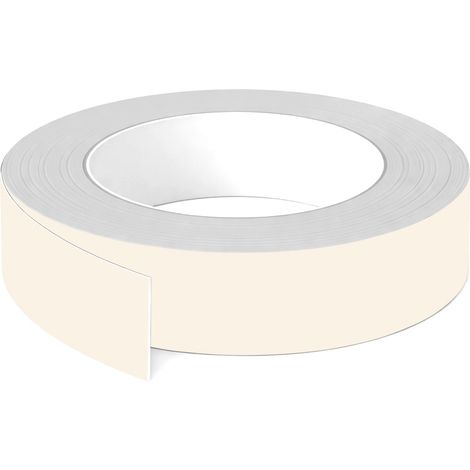 1x Bande de chant ABS sans colle 23 mm x 5 m épaisseur 0,8 mm facile à appliquer bricolage étagère meuble panneau plan de travail bois stratifié, Blanc porcelaine mat (1/3)