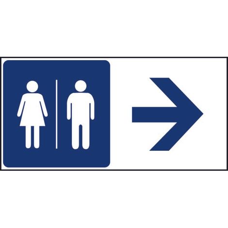 Panneau Toilettes H/F flèche à droite - Rigide 960x480mm - 4000237