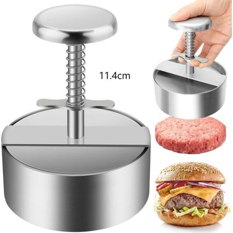 Burgerpresse, Hamburgerpresse aus Edelstahl 304, verstellbare Burgerpresse für Hacksteak, einfach zu bedienen, antihaftbeschichtete Hamburgerpresse für Familientreffen, Partys, 11,4 cm (1/4)