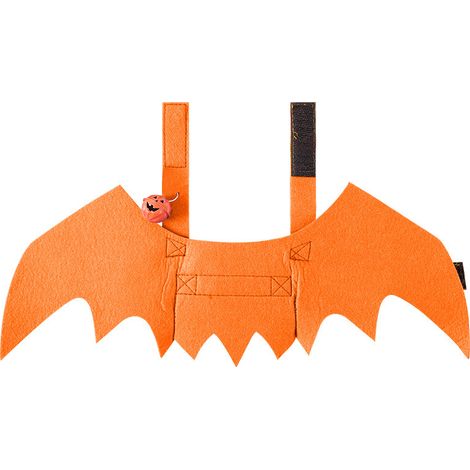Costume d'Halloween/Noël pour chat/chien, ailes de chauve-souris courtes en peluche avec velcro, orange, 41 x 16 cm, lot de 2 (1/5)
