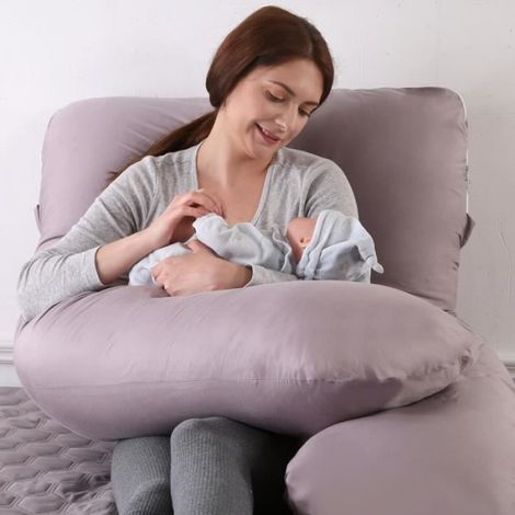 1 Coussin de grossesse forme U, coton 7D PP, pour dormir et allaitement, 70x130cm (1/4)