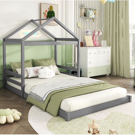 letto 140x200 per bambini design casa in pino grigio OKMYHOME (1/5)