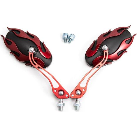 Motorrad Spiegel Rot CNC Aluminium Universal 8mm 10mm Weitwinkel (1/5)