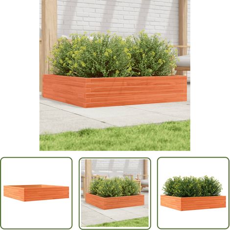 The Living Store Jardinière cire marron 100x100x23 cm bois de pin massif - Jardinier - Pot De Fleurs - Bac Plante - Bois De Pin - Decoration Exterieur (1/5)