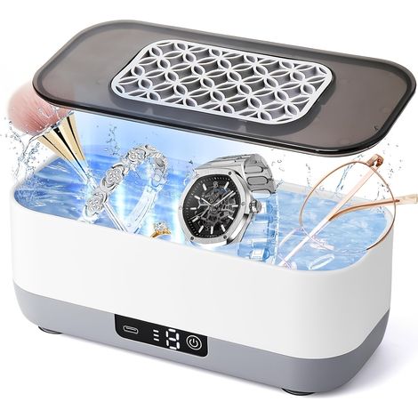 Nettoyeur à ultrasons, nettoyeur domestique pour lunettes, étui de nettoyage pour bijoux et appareils dentaires (1/5)