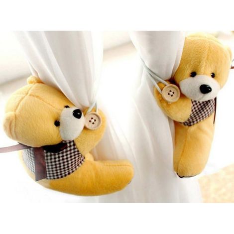 Embrasse De Rideau - Ourson En Peluche - Fixation Murale Élastique - Pour Chambre D'enfant - 1 Pièce (1/3)