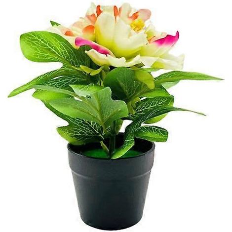Pivoine artificielle en pot, centre de table pour la maison, le bureau ou le salon, plante florale artificielle, bonsaï d'intérieurvert (1/5)