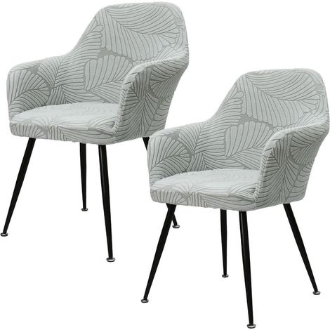 Lot de 2 housses de chaise avec accoudoirs extensibles et lavables gris clair (1/5)